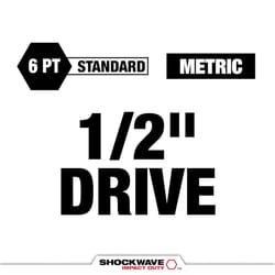 Milwaukee Shockwave 1/2 in. drive Metric 6 Point Standard Shallow Socket Set 14 pc