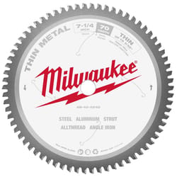 Milwaukee 7-1/4 in. D X 5/8 in. Carbide Tipped Circular Saw Blade 70 teeth 1 pk