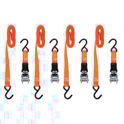Keeper 1 in. W X 14 ft. L Orange Tie Down w/Ratchet 400 lb 4 pk