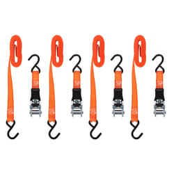 Keeper 1 in. W X 14 ft. L Orange Tie Down w/Ratchet 400 lb 4 pk