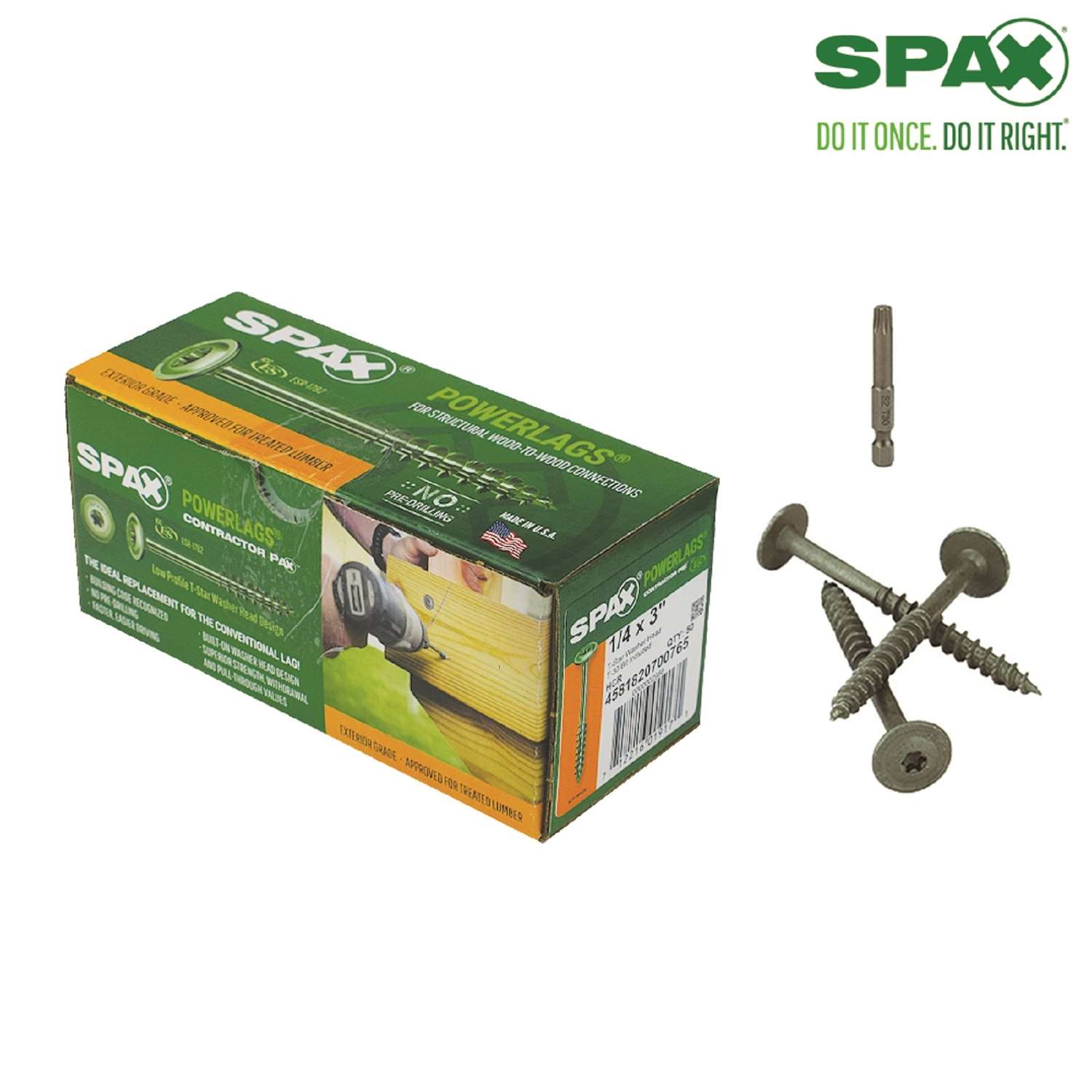 Spax Powerlags 1/4 in. in. X 3 in. L T30 Washer Head Exterior Screws