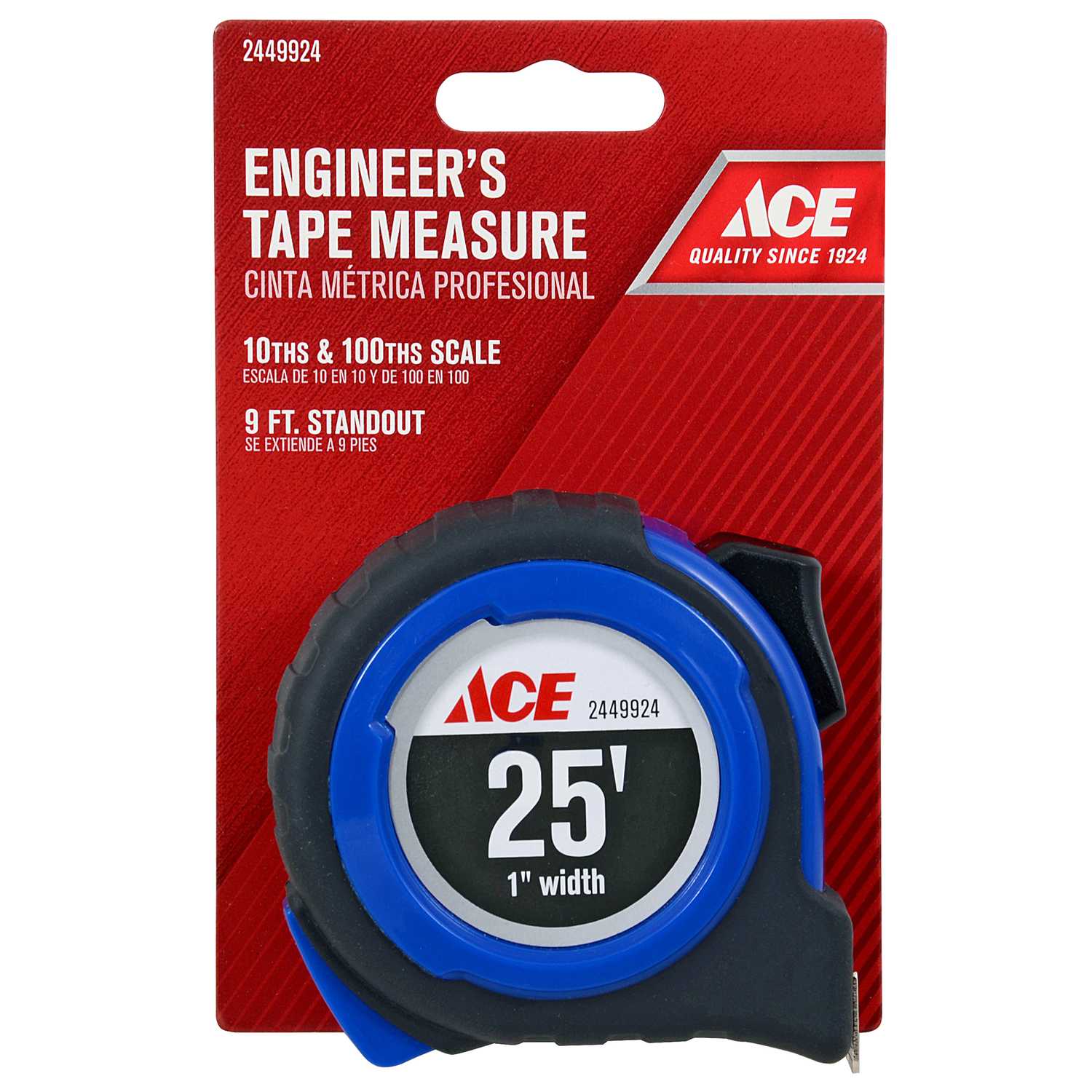 Ace 25 ft. L x 1 in. W Engineer's Tape Measure Black 1 pk Ace Hardware