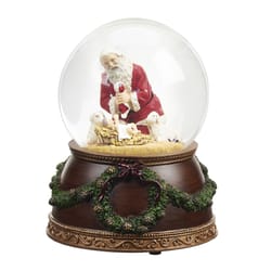 Roman Glitter Dome LED Multicolored Kneeling Santa Table Decor 5.88 in.