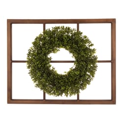 Glitzhome 22 in. H X 7 in. W X 28 in. L Brown/Green Plastic Wreath