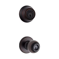 Kwikset Polo Venetian Bronze Entry Knob and Single Cylinder Deadbolt 1-3/4 in.