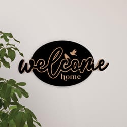 P Graham Dunn 15 in. H X 30.25 in. L Black MDF Welcome Home Wall Decor