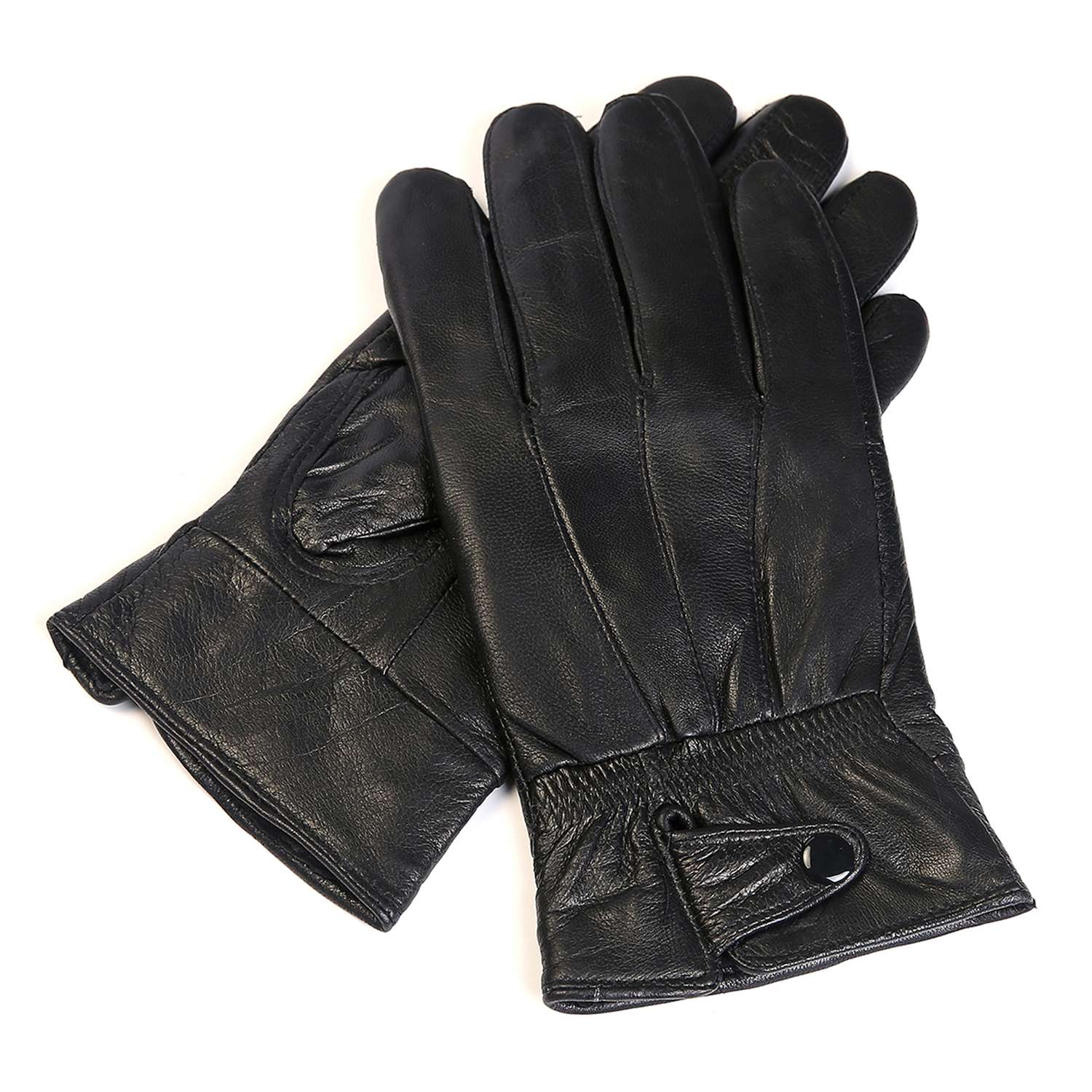 Mad Man One Size Fits All Leather/Cotton/Acrylic blend Black Cold Weather  Gloves