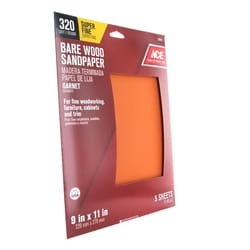 Ace 11 in. L X 9 in. W 320 Grit Aluminum Oxide Sandpaper 5 pk