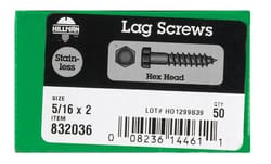 Hillman 5/16 in. X 2 in. L Hex Stainless Steel Lag Screw 50 pk