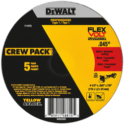DeWalt FlexVolt 4-1/2 in. D X 7/8 in. Ceramic Cut-Off Wheel 5 pc
