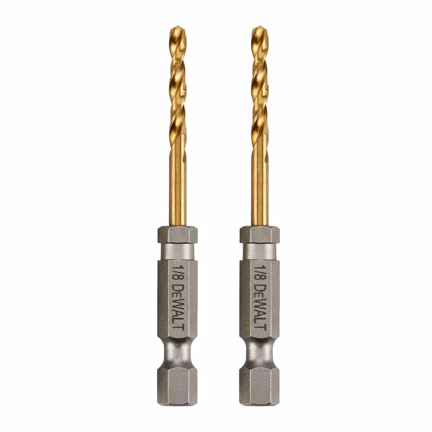 DeWalt 1/8 in. X 2-5/8 in. L Titanium Drill Bit Hex Shank 2 pk