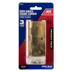Ace 3-1/2 in. L Bright Brass Residential Door Hinge 3 pk