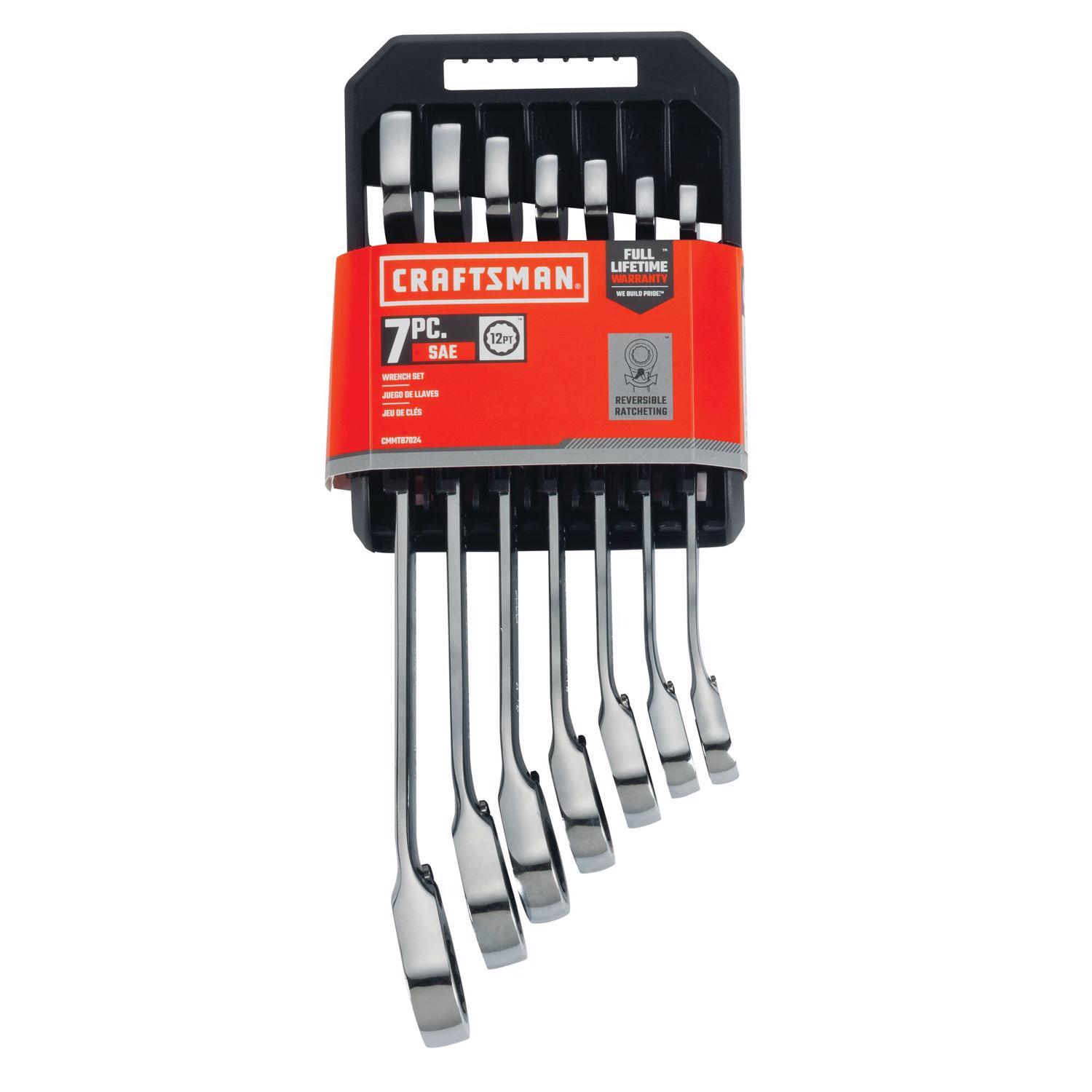 Craftsman 12 Point SAE Reversible Ratcheting Combination Wrench Set 7 pc Sansujyuku sansujyuku.com