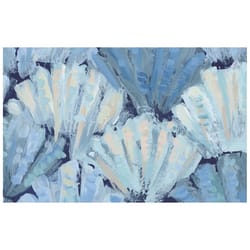 Cozy Living 33 in. W X 21 in. L Aqua Clam Shells Polyester Accent Rug