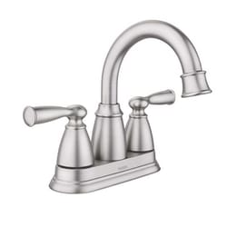 Moen Banbury Brushed Nickel Traditional Centerset Bathroom Sink Faucet 4 in.