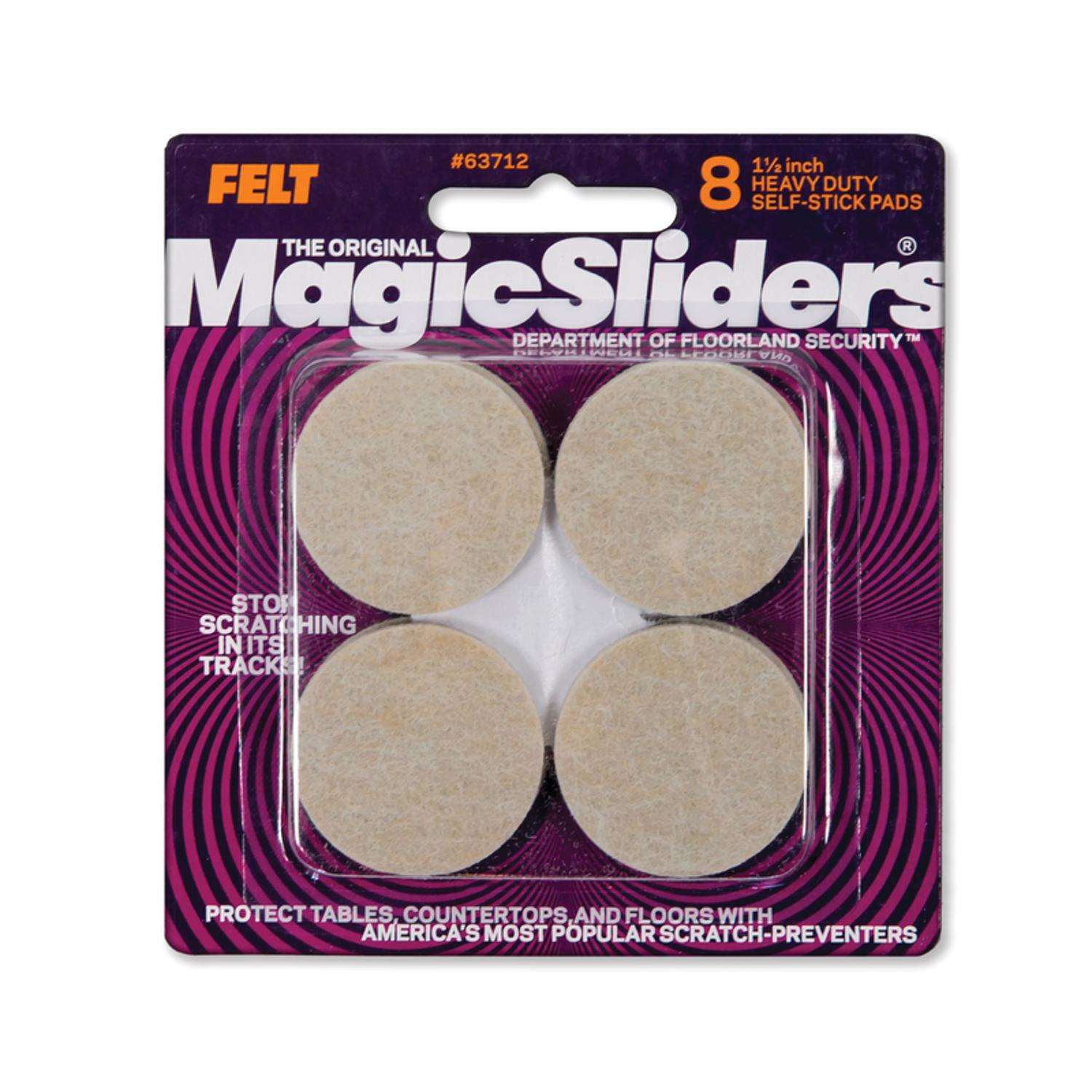 Magic Sliders Felt Self Adhesive Protective Pads Oatmeal Round 11/2 in