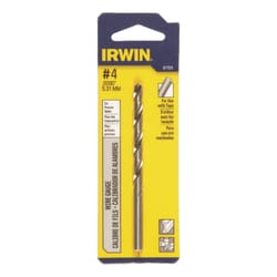 Irwin #4 X 3-3/4 in. L High Speed Steel Jobber Length Wire Gauge Bit Straight Shank 1 pk