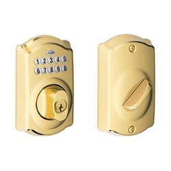 Schlage BE Series Bright Brass Zinc Electronic Deadbolt