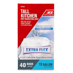 Ace 13 gal Fresh Tall Kitchen Bags Drawstring 40 pk