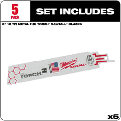 Milwaukee The Torch 6 in. Bi-Metal Reciprocating Saw Blade 18 TPI 5 pk