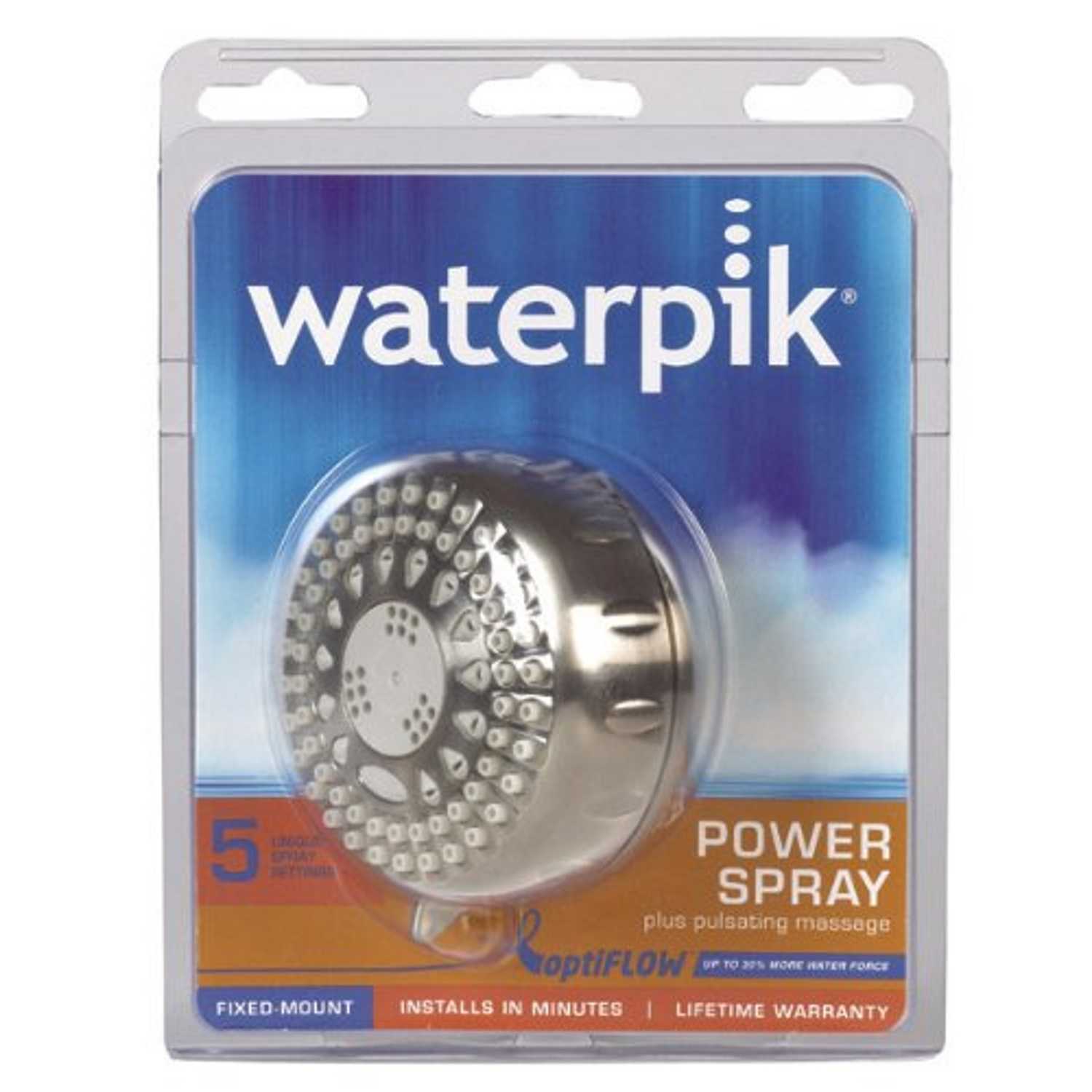 Waterpik Powerspray Plus Brushed Nickel 5 Settings Showerhead 1 8 Gpm