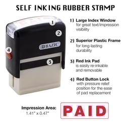 Bazic Products Paid Self Ink Stamp Plastic 1 pc