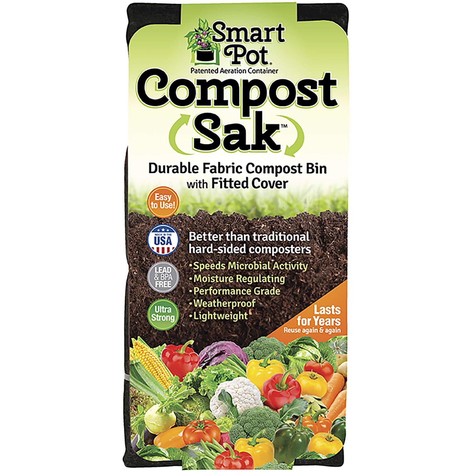Smart Pot Compost Sak 100 gal Black Geotextile Fabric Composting Bag