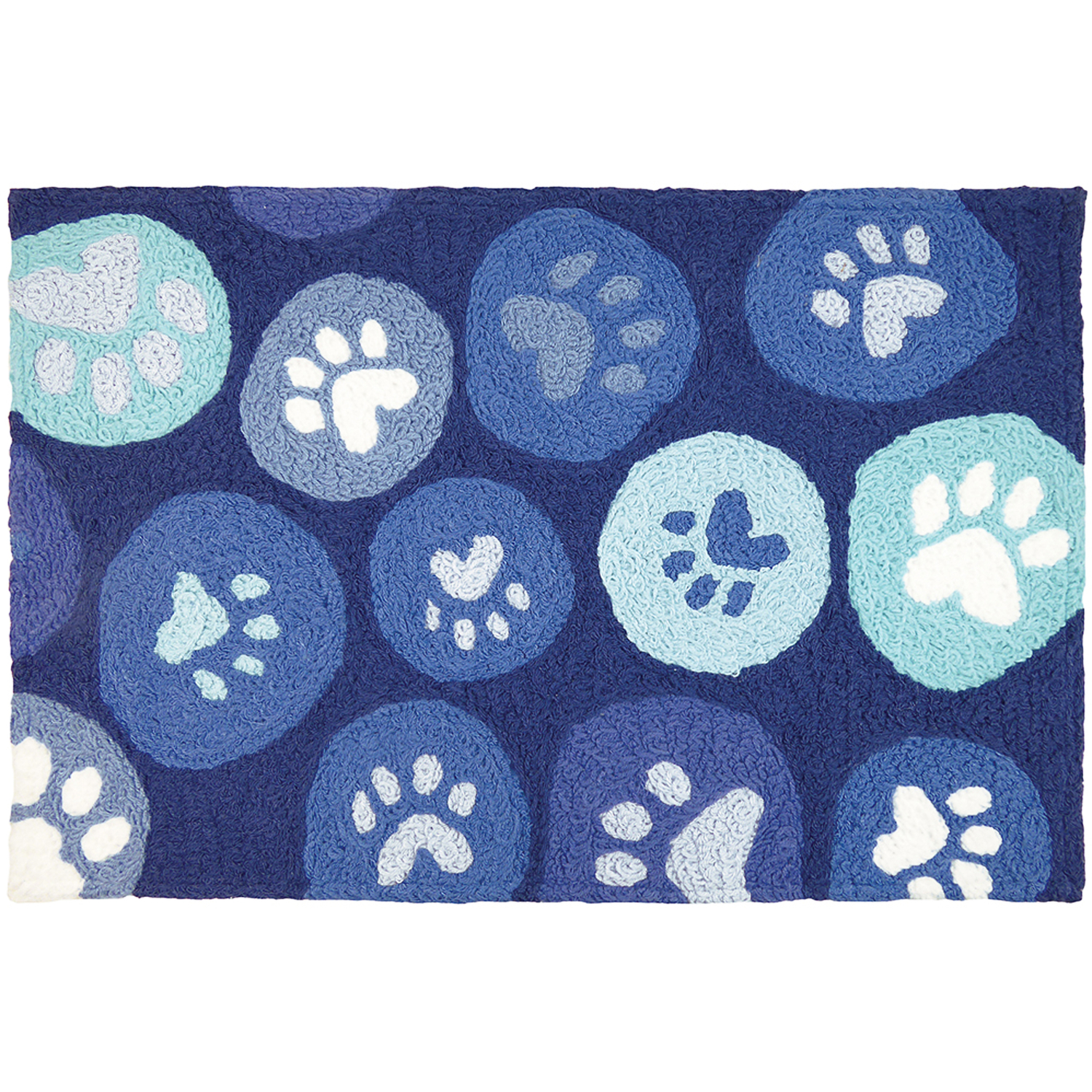 Jellybean 30 in. L X 20 in. W Blue Paws Galore Polyester Accent Rug ...
