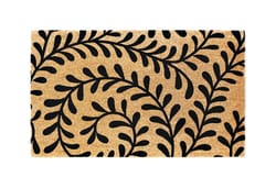 J & M Home Fashions 18 in. W X 30 in. L Black/Natural Contemporary Coco Door Mat