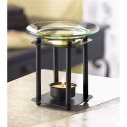 Fragrance Foundry 4.5 in. H X 3.875 in. L Black Glass/Metal Pedestal Oil Warmer