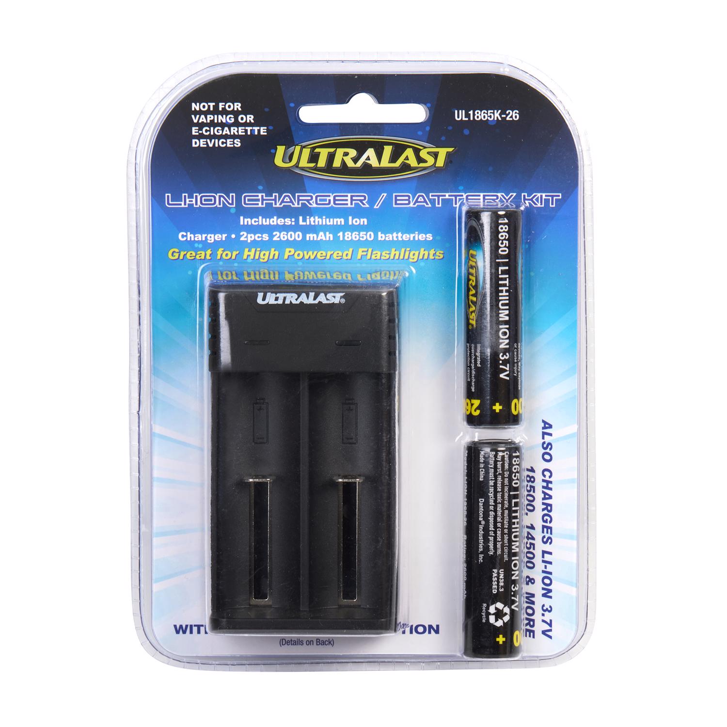 Photos - Circuit Breaker iON UltraLast Lithium  18650 3.7 V 2.6 mAh Rechargeable Batteries and Charg 