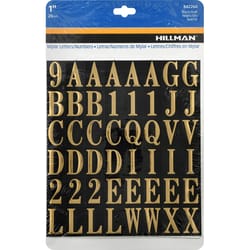 Hillman 1 in. Gold Vinyl Self-Adhesive Letter and Number Set 0-9, A-Z 112 pc