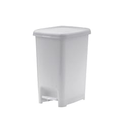 Superio Brand 40 L White Smoke Plastic Slim Pedal Step-On Trash Can