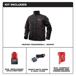 Milwaukee M12 ToughShell XXL Long Sleeve Unisex Full-Zip Heated Jacket Kit Black