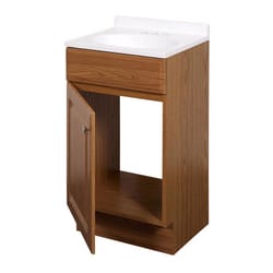 Zenna Home Single Oak Brown/White Vanity Combo 18 in. W X 16 in. D X 35 in. H