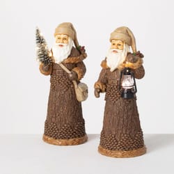 Sullivans LED Brown Musical Cone Santa Figure Figurine 13 in.