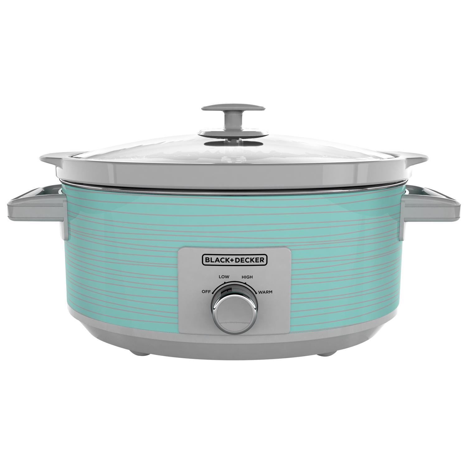 Black+Decker 7 qt Teal/Gray Stoneware Programmable Slow Cooker Sansujyuku sansujyuku.com