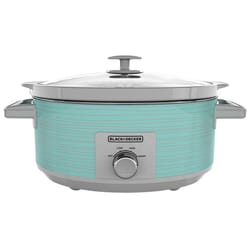 Black and Decker 7 qt Teal/Gray Stoneware Programmable Slow Cooker