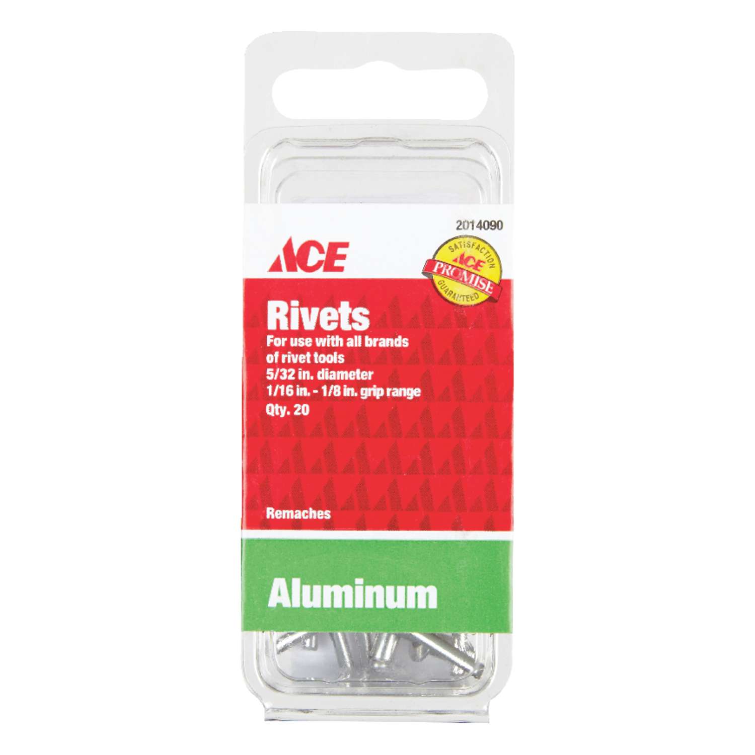 Ace 5/32 in. D X 1/8 in. R Aluminum Rivets Silver 20 pk Ace Hardware