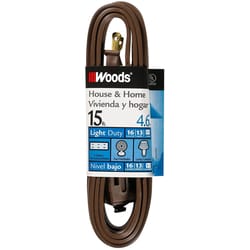 Woods Indoor 15 ft. L Brown Triple Outlet Cord 16/2 SPT-2