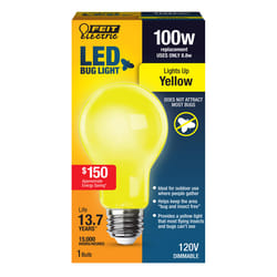 Feit A19 E26 (Medium) LED Bulb Yellow 100 Watt Equivalence 1 pk