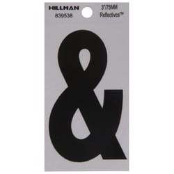 Hillman 3 in. Reflective Black Vinyl  Self-Adhesive Special Character Ampersand 1 pc