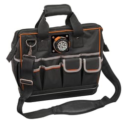 Klein Tools Tradesman Pro 8 in. W X 14 in. H Lighted Tool Bag 31 pocket Black/Orange 1 pc