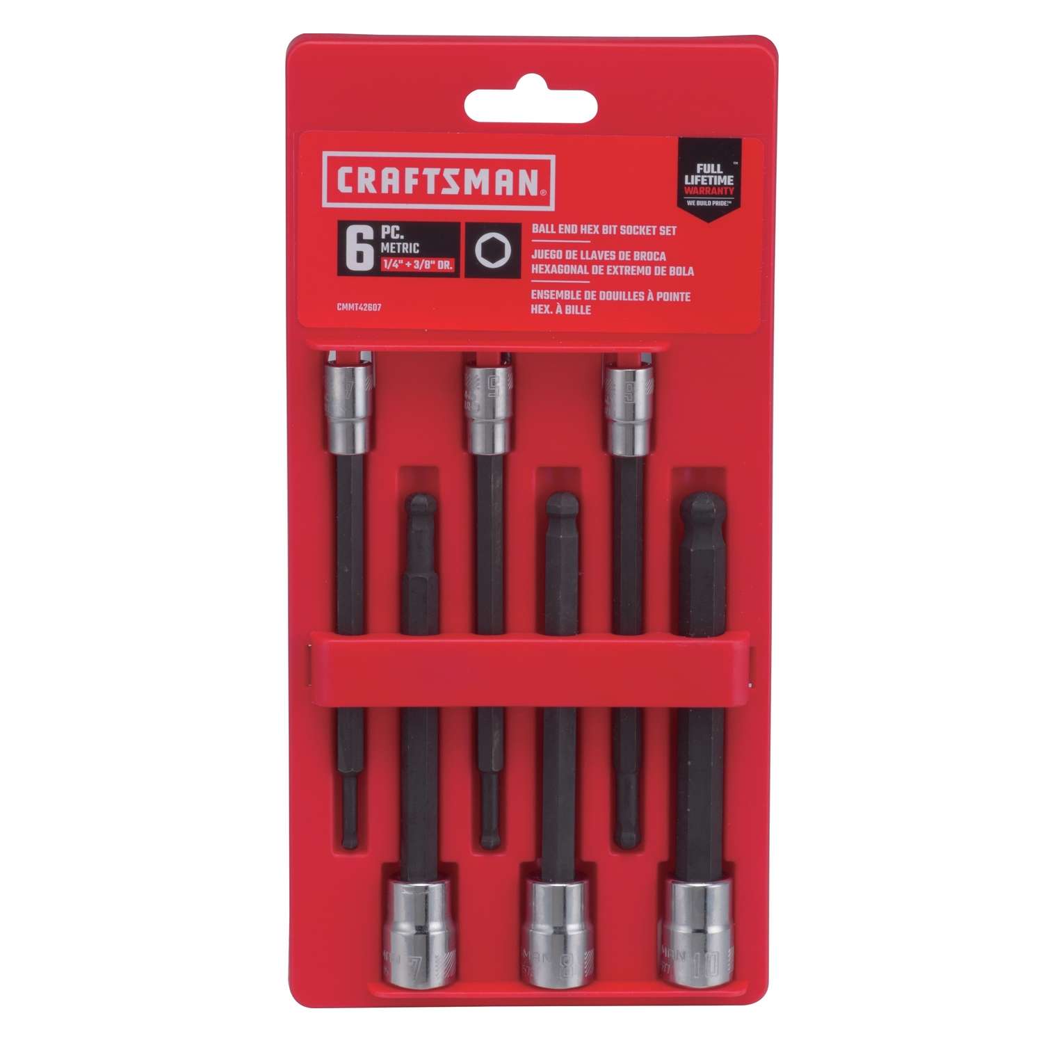 Craftsman 1/4 and 3/8 in. drive Metric 6 Point Long Ball Hex Bit Socket Set  6 pc - Ace Hardware