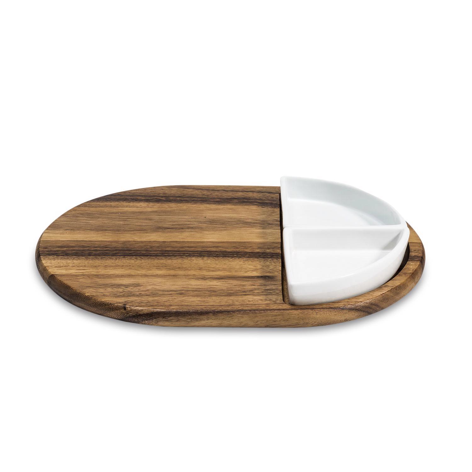 Kalmar Home Brown/White Acacia Wood Appetizer Serving Tray Set 3 pc Sansujyuku sansujyuku.com