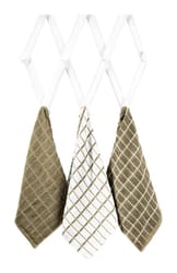 Ritz Mocha Cotton Check Kitchen Towel 3 pk