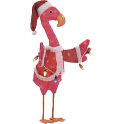 Celebrations Fabric Flamingo in Santa Suite 35 in. Yard Decor