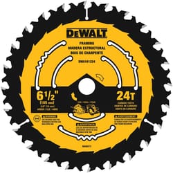 DeWalt 6-1/2 in. D X 5/8 in. Tungsten Carbide Circular Saw Blade 24 teeth 1 pk