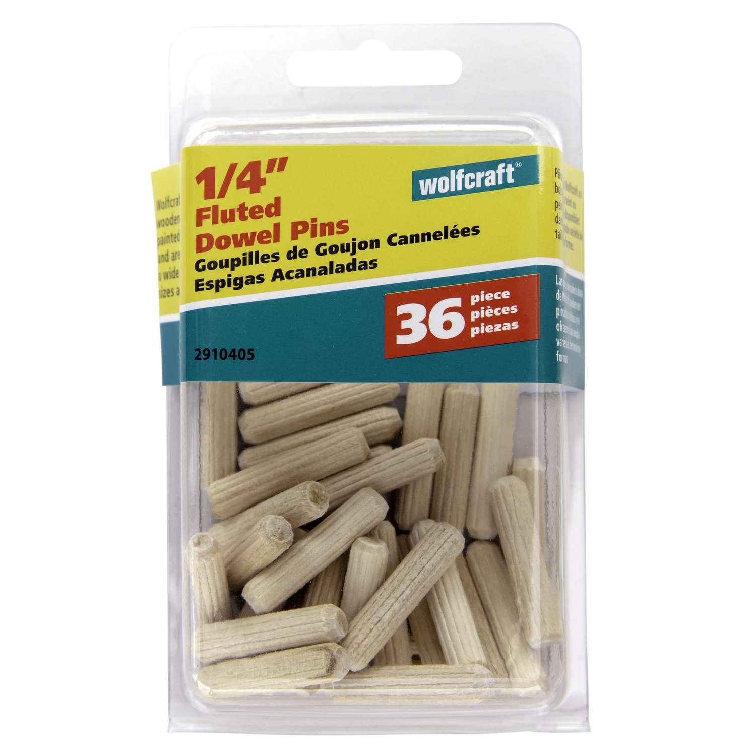 Wolfcraft Fluted Hardwood Dowel Pin 1/4 in. D X 11/8 in. L 1 pk