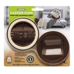 Slipstick Nylon/Plastic Caster Cup Brown Round 3.75 in. W X 3.75 in. L 4 pk